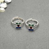 Silver Toe Rings with beautiful coloured design