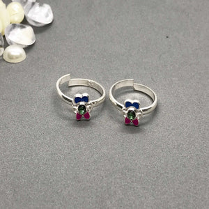 Silver Toe Rings with beautiful coloured design