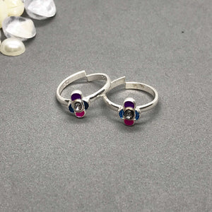 Silver Toe Rings with beautiful coloured design