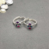 Silver Toe Rings with beautiful coloured design