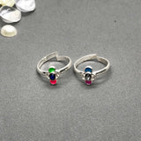 Silver Toe Rings with beautiful coloured design