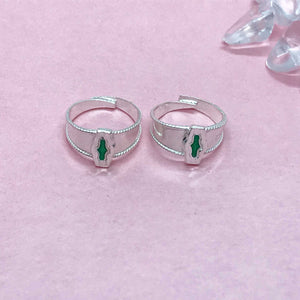 Silver Toe Rings with colored stones and design