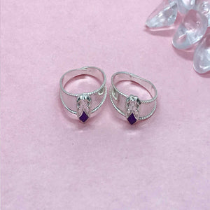 Silver Toe Rings with colored stones and design