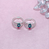 Silver Toe Rings with colored stones and design