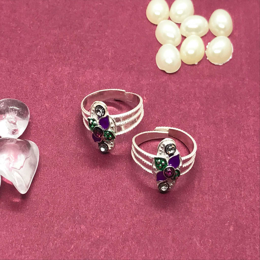 Toe Rings with beautiful design and colors with stone