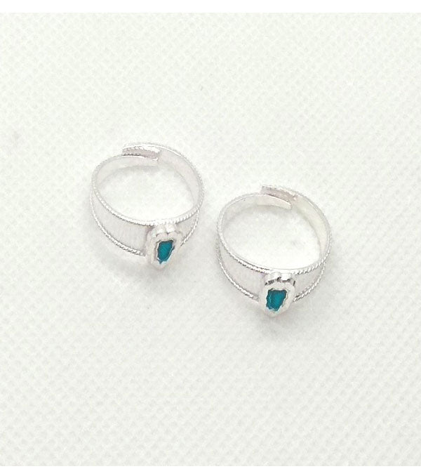 Silver Stones Worked Toe Rings with Adjustable for Women's